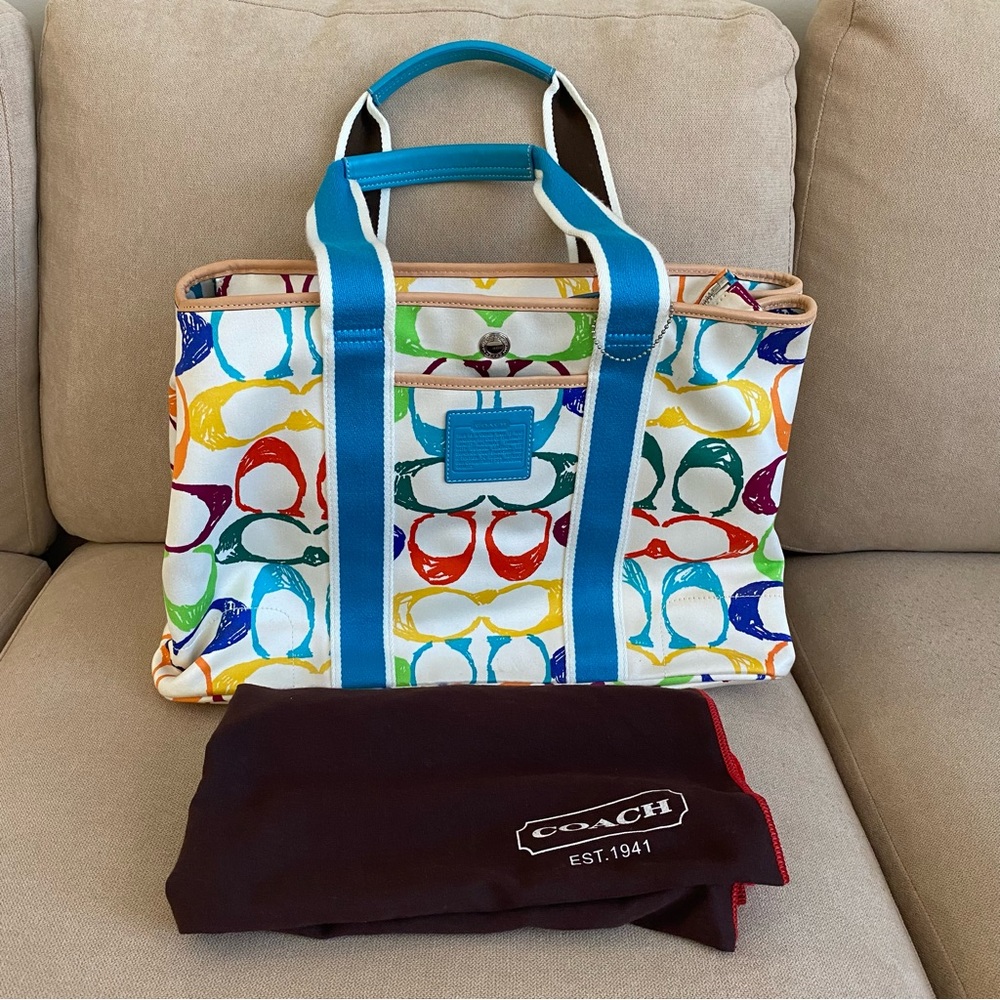 Coach Hampton scribble large tote purse